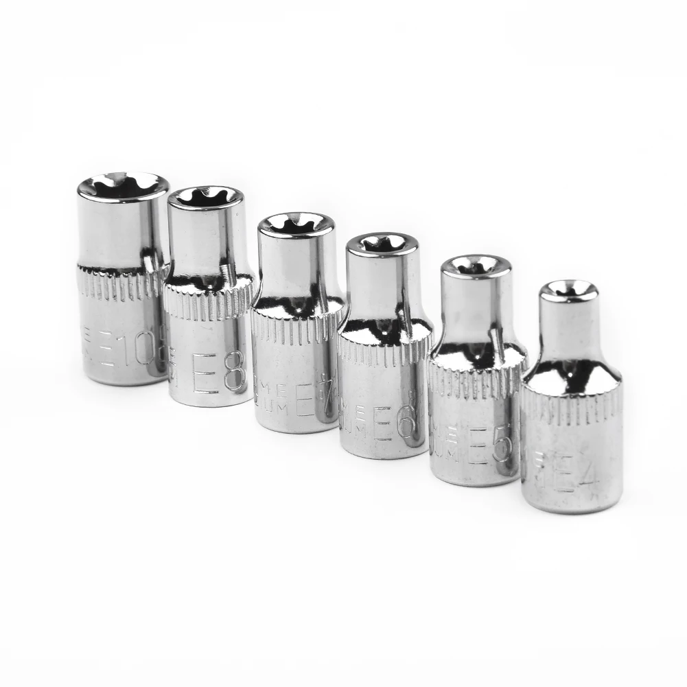 6pcs Torx Star Female Bit E Socket Set E4 E5 E6 E7 E8 E10 Hand Tools 1/4In Socket Wrench Set Socket Bit Adapter Auto Repair Tool
6pcs Torx Star Female Bit E Socket Set E4 E5 E6 E7 E8 E10 Hand Tools 1/4In Socket Wrench Set Socket Bit Adapter Auto Repair Tool