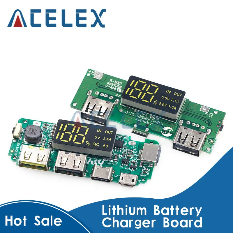 Lithium Battery Charger Board LED Dual USB 5V 2.4A Micro/Type-C USB Mobile Power Bank 18650 Charging Module Circuit Protection
Lithium Battery Charger Board LED Dual USB 5V 2.4A Micro/Type-C USB Mobile Power Bank 18650 Charging Module Circuit Protection