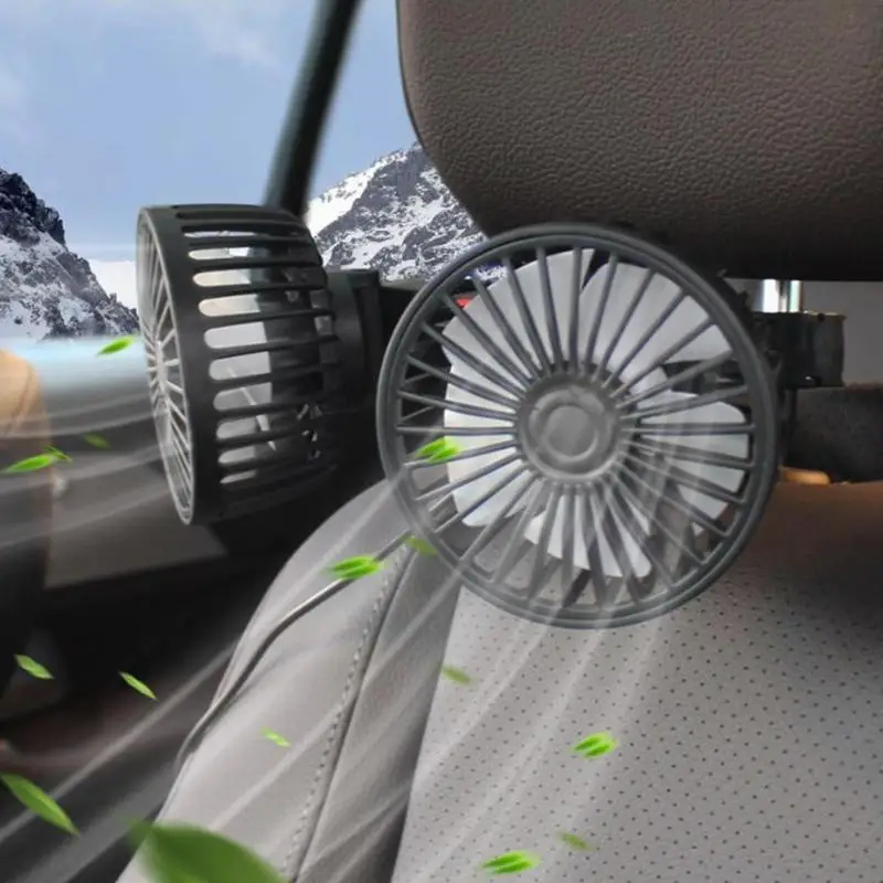 

Portable Dual Head Car Fan 360 Degree Rotation Auto Air Cooling Fan USB Powered Air Circulation Fans For Dashboard RV Trucks