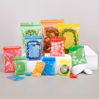 Mini Thick Plastic Zip Bag 500PCS Five Color Red Yellow Blue Green Orange Zipper Sealed Bag Jewelry Powder Storage Package Pouch