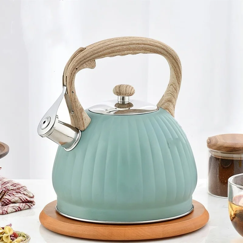Stainless Steel Boil Water Kettle Green Pumpkin Bakelite Handle Half Ball 3L Whistle Induction Cooker Household Kitchen Supplies
Stainless Steel Boil Water Kettle Green Pumpkin Bakelite Handle Half Ball 3L Whistle Induction Cooker Household Kitchen Supplies