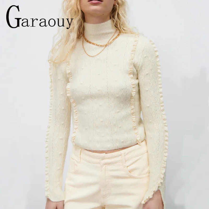Garaouy 2022 Autumn Winter Keep Warm Long Sleeve Stand-Up Collar Sweater Women Lace Decoration Knitted Spliced Casual Pullover
Garaouy 2022 Autumn Winter Keep Warm Long Sleeve Stand-Up Collar Sweater Women Lace Decoration Knitted Spliced Casual Pullover