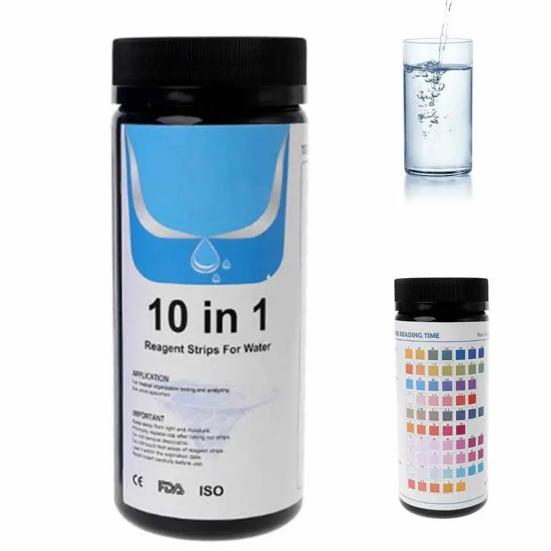 Upgraded Version 100 Water Test Strip Reagent Strip 10 In 1 Water Analysis Total Alkalinity PH Hardness Nitrate Test Pa
Upgraded Version 100 Water Test Strip Reagent Strip 10 In 1 Water Analysis Total Alkalinity PH Hardness Nitrate Test Pa