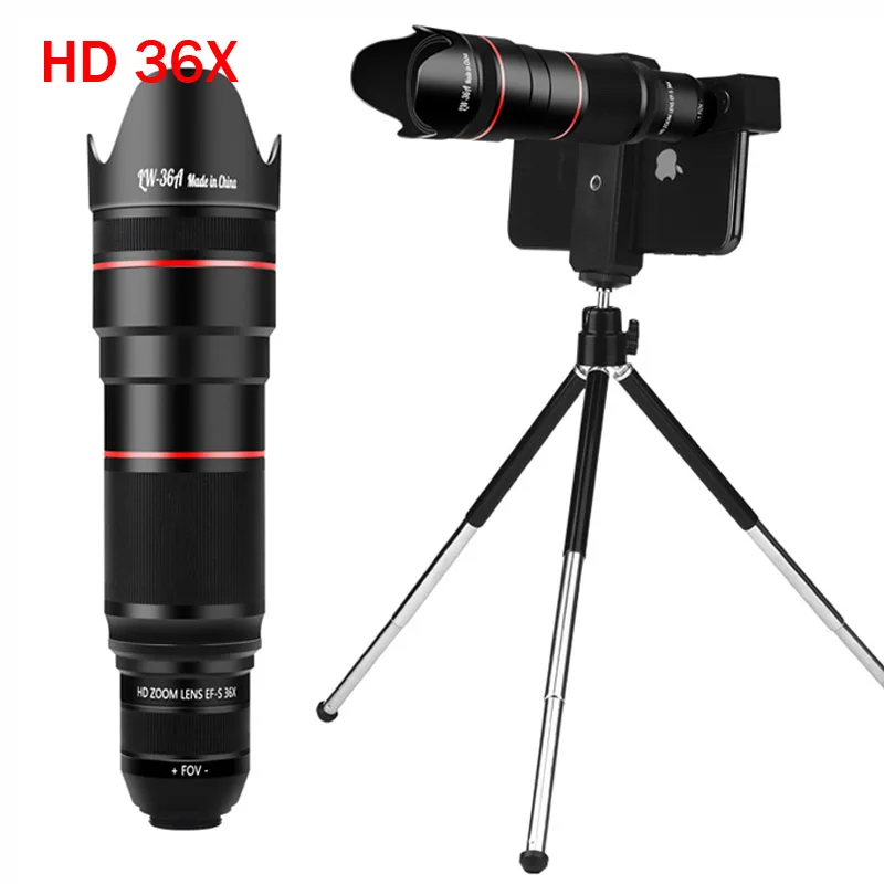 

Mobile Phone Camera Lens 4 in 1 36X Zoom wide-angle fisheye macro Lens External Telescope Telephoto lens for All Smartphones Len