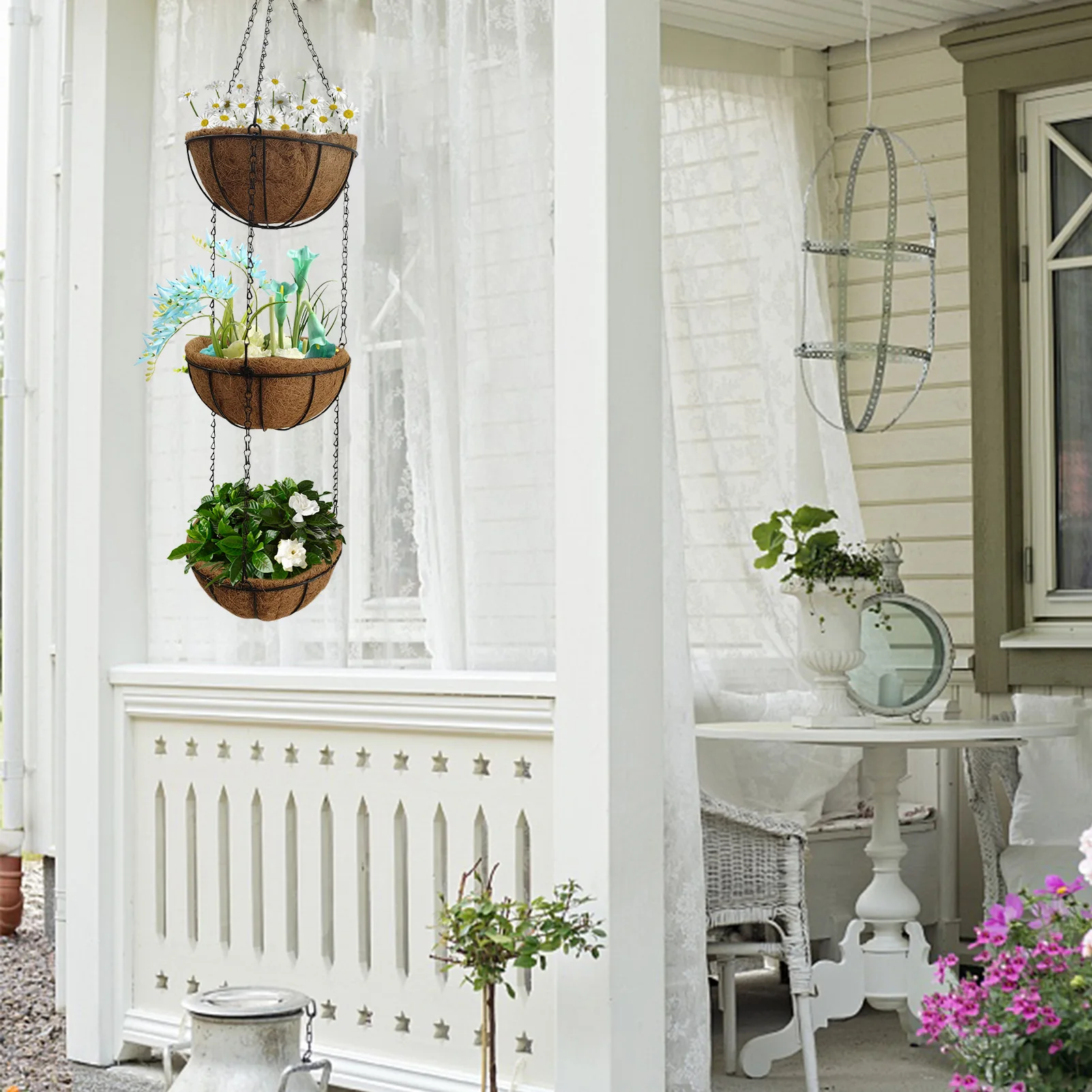 Hangings Planter Basket With Coco Liner 3 Layers Metal Hangings Flower Pot Round Wire Plant Holder Watering Basket Chain Porch
Hangings Planter Basket With Coco Liner 3 Layers Metal Hangings Flower Pot Round Wire Plant Holder Watering Basket Chain Porch