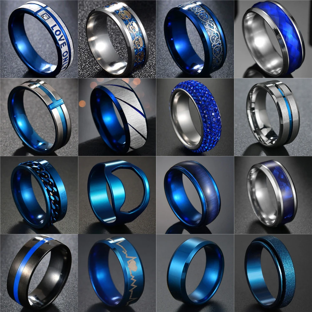 Fashion New 8mm Simple Men Ring Smooth Stainless Steel Blue Charms Rings Women's Couple Jewelry Gift Dropshipping
Fashion New 8mm Simple Men Ring Smooth Stainless Steel Blue Charms Rings Women's Couple Jewelry Gift Dropshipping