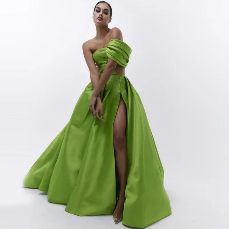 One Shoulder Light Green Satin Dress A-line Evening Dress For Women Custom Made Chic Woman Clothes Ever Pretty Prom Dress Eegant
One Shoulder Light Green Satin Dress A-line Evening Dress For Women Custom Made Chic Woman Clothes Ever Pretty Prom Dress Eegant