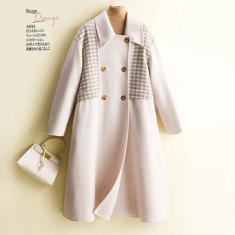 Winter 2023 New Autumn/Winter Korean Edition Mid length Loose Plaid Woolen Coat Double sided Cashmere Coat for Women
Winter 2023 New Autumn/Winter Korean Edition Mid length Loose Plaid Woolen Coat Double sided Cashmere Coat for Women