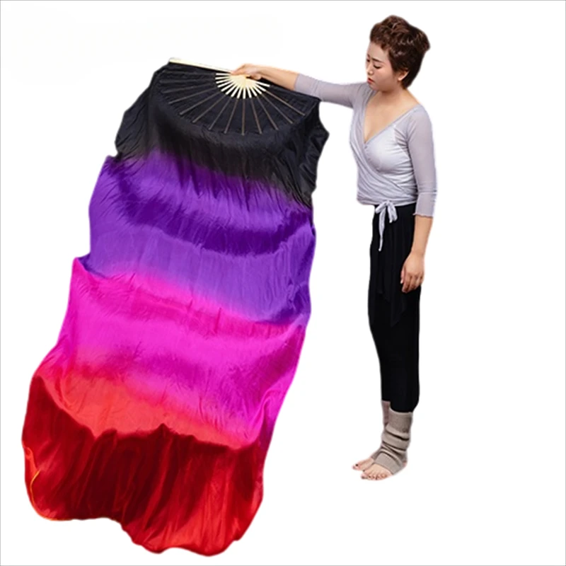 

Customized Silk Veil Women Belly Dance Practice Competition Props Stage Show Costume Accessory Hand Dye Flowy Extra Long 180cm