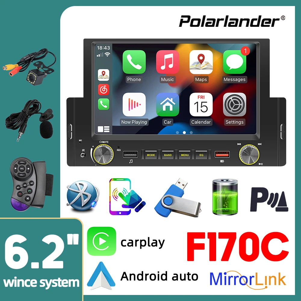 1DIN Car Multimedia Player 6.2" Bluetooth Car MP5 Player Mirrorlink Android AUTO/ CarPlay FM Receiver For Renault Nissan Toyo
1DIN Car Multimedia Player 6.2" Bluetooth Car MP5 Player Mirrorlink Android AUTO/ CarPlay FM Receiver For Renault Nissan Toyo