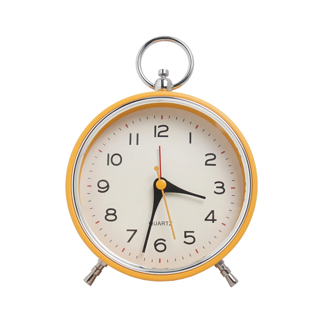 

Часы с будильником в стиле ретро, винтажные портативные настольные часы в европейском стиле с круглым циферблатом, не тикающие, черные