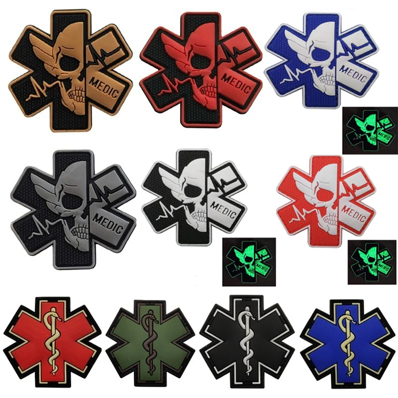 Skull MEDIC Pvc Rubber Hook Badge Patches Glow In Dark Military Tactical Clothes Patch for Caps Backpacks Uniforms Vest Emblem
Skull MEDIC Pvc Rubber Hook Badge Patches Glow In Dark Military Tactical Clothes Patch for Caps Backpacks Uniforms Vest Emblem