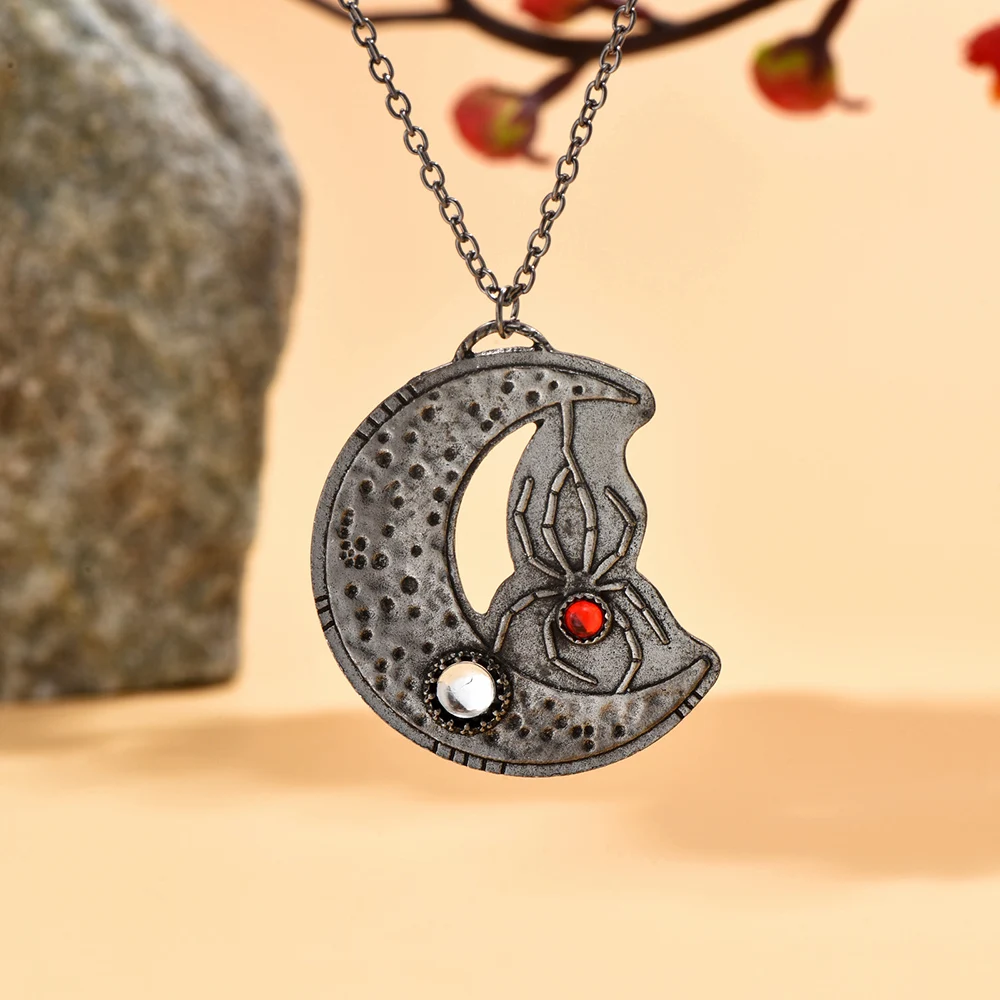 Vintage Ethnic Style Red Crystal Moonstone Spider Moon Gothic Necklace for Women Goth Accessories
Vintage Ethnic Style Red Crystal Moonstone Spider Moon Gothic Necklace for Women Goth Accessories