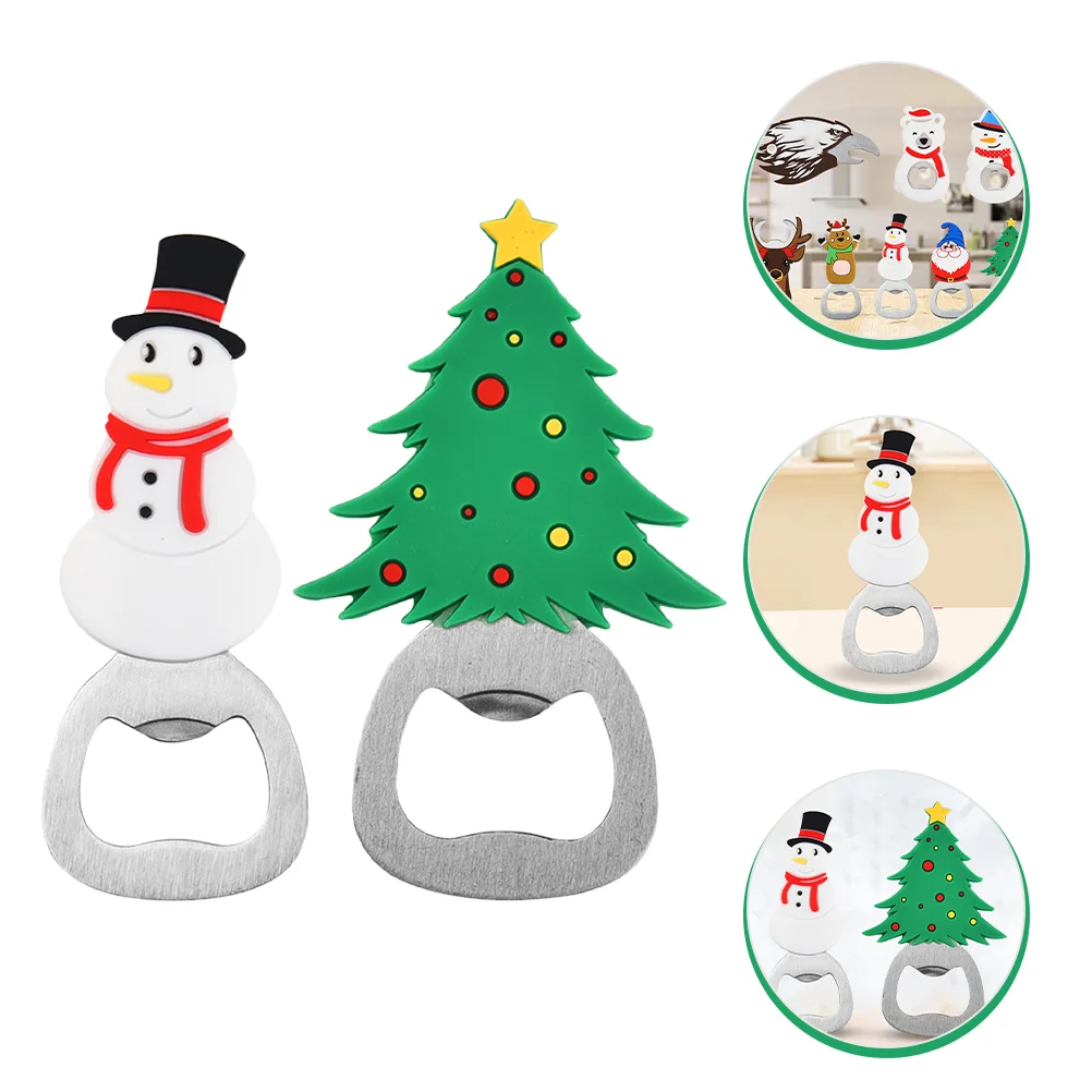 

Opener Bottle Christmas Beer Can Snowman Tree Openers Lid Tool Opening Jar Kitchen Santa Novelty Holiday Favors Stainless