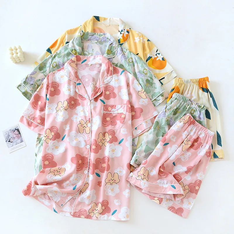Multiple Colors100% Viscose Womens Short Sleeve Pajamas with Sweet Print Thin Rayon Home Clothing Summer Women Nighty Short Sets
Multiple Colors100% Viscose Womens Short Sleeve Pajamas with Sweet Print Thin Rayon Home Clothing Summer Women Nighty Short Sets