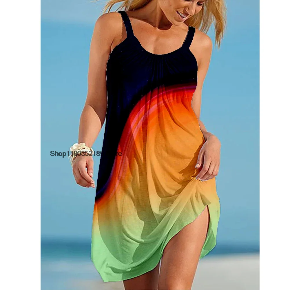 Gradient Color O Neck Fashion Style 3D Print Dress Female Sleeveless Holiday Sundress Sexy Strap Hawaii Vintage Beachwear
Gradient Color O Neck Fashion Style 3D Print Dress Female Sleeveless Holiday Sundress Sexy Strap Hawaii Vintage Beachwear