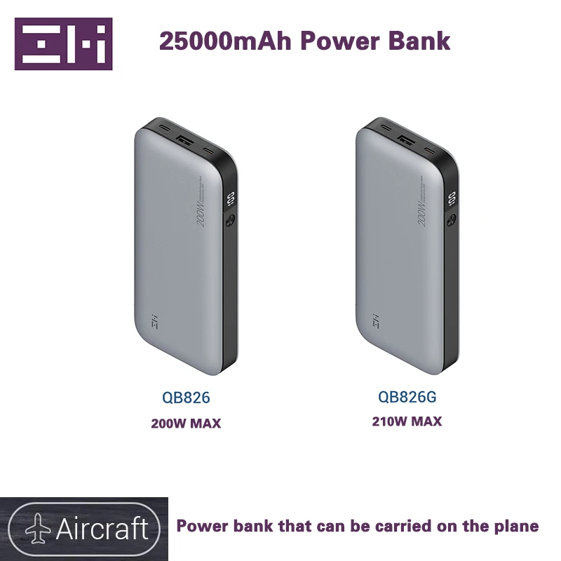 Original ZMI QB826/QB826G 25000mAh Power Bank No.20 120W 100W 65W Fast Charging for Laptop Macbook Xiaomi Redmi Phone PS5 Go Pro
Original ZMI QB826/QB826G 25000mAh Power Bank No.20 120W 100W 65W Fast Charging for Laptop Macbook Xiaomi Redmi Phone PS5 Go Pro