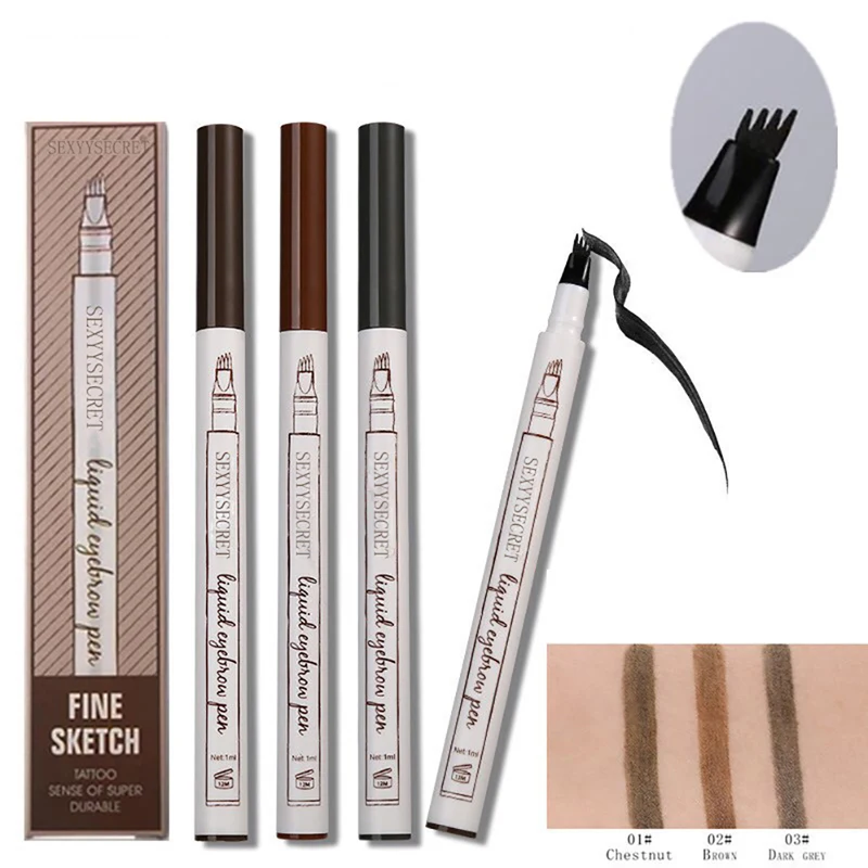 Eyebrow Pen Waterproof 4 Fork Tip Eyebrow Tattoo Pencil Cosmetic Long Lasting Natural Dark Brown Liquid Eye Brow Pencil 1 Piece 
Eyebrow Pen Waterproof 4 Fork Tip Eyebrow Tattoo Pencil Cosmetic Long Lasting Natural Dark Brown Liquid Eye Brow Pencil 1 Piece