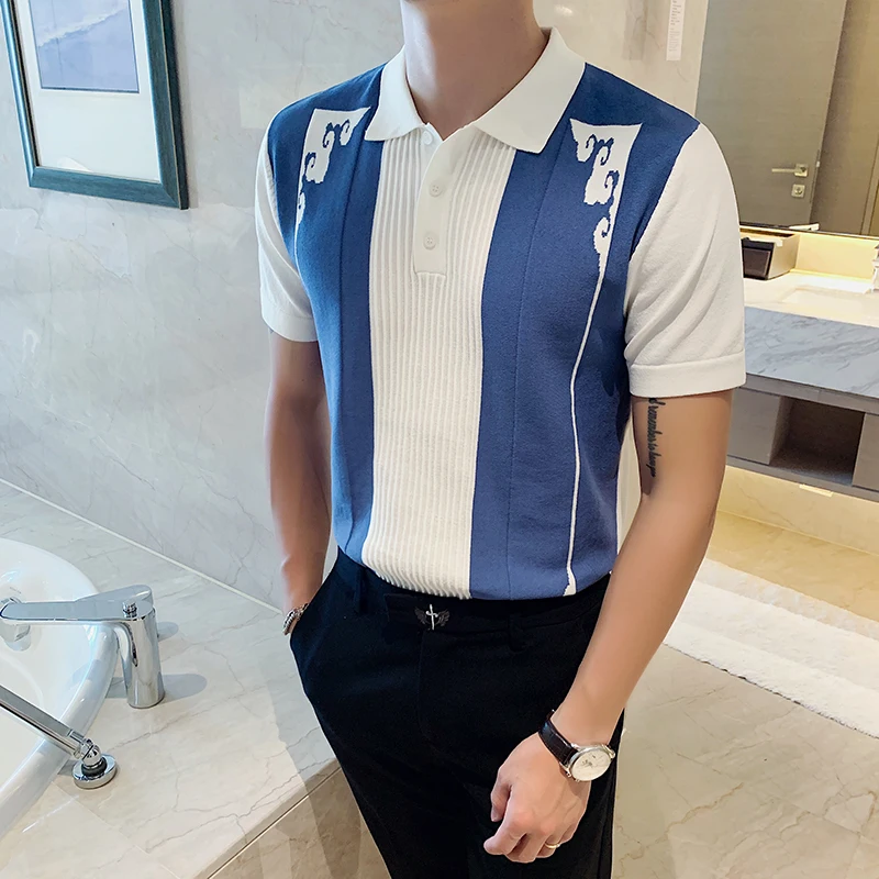 2022 Summer Men Polo Shirts Casual Slim Knitted Polo Shirt Contrast Color Knitting Lapel Ice Silk Tee Tops Business Men Clothing
2022 Summer Men Polo Shirts Casual Slim Knitted Polo Shirt Contrast Color Knitting Lapel Ice Silk Tee Tops Business Men Clothing