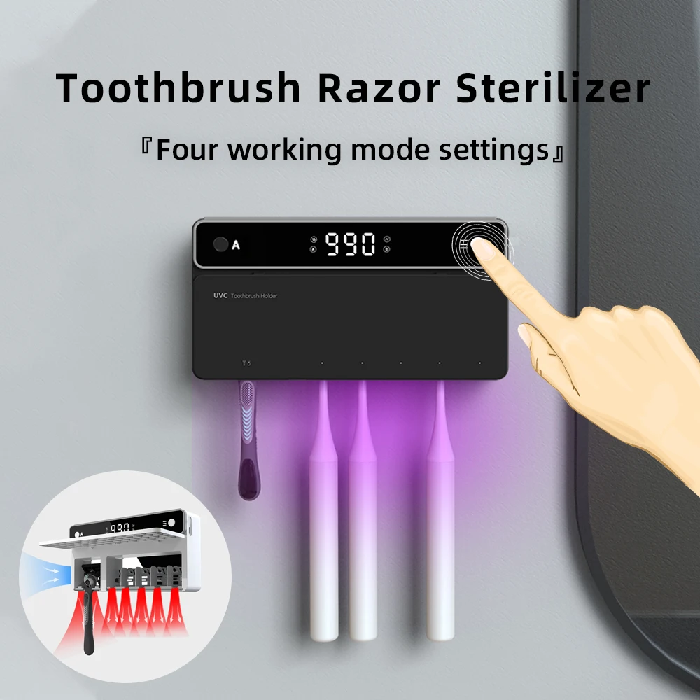 Toothbrush Holder Toothbrush Razor Storage Sterilizer With LED Display Rechargeable Fast Drying Bathroom Accessories Set
Toothbrush Holder Toothbrush Razor Storage Sterilizer With LED Display Rechargeable Fast Drying Bathroom Accessories Set
