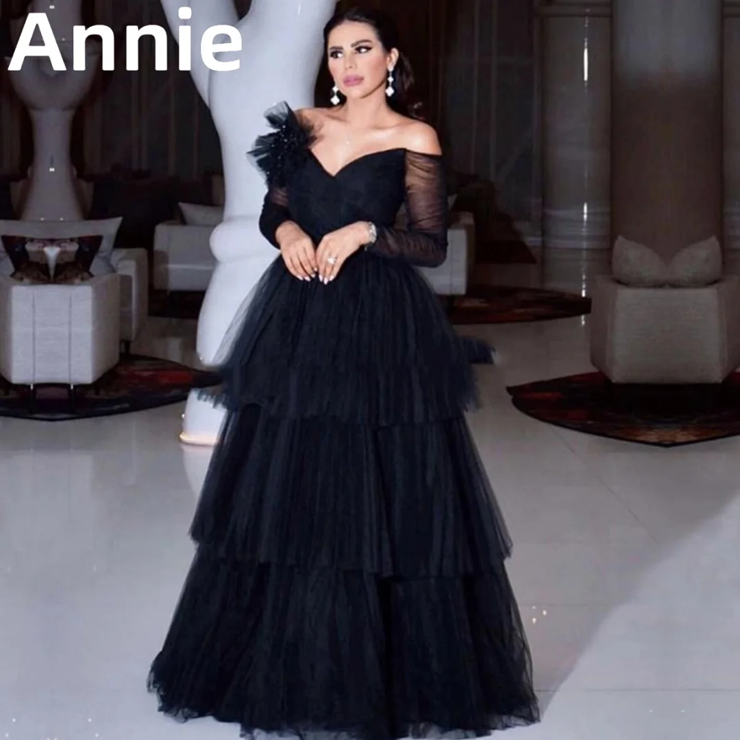 Annie Sexy Black Prom Dresses Organza Layered Evening Dress Lace Long Sleeves Party Dress Homecoming 2023 Vestidos De Noche
Annie Sexy Black Prom Dresses Organza Layered Evening Dress Lace Long Sleeves Party Dress Homecoming 2023 Vestidos De Noche