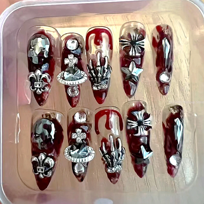 Halloween Nail Skull Rhinestone Press On Nails Y2K Handmade Long Stiletto False Nail Tips Coffin Almond Fake Nail With Glue Gift
Halloween Nail Skull Rhinestone Press On Nails Y2K Handmade Long Stiletto False Nail Tips Coffin Almond Fake Nail With Glue Gift