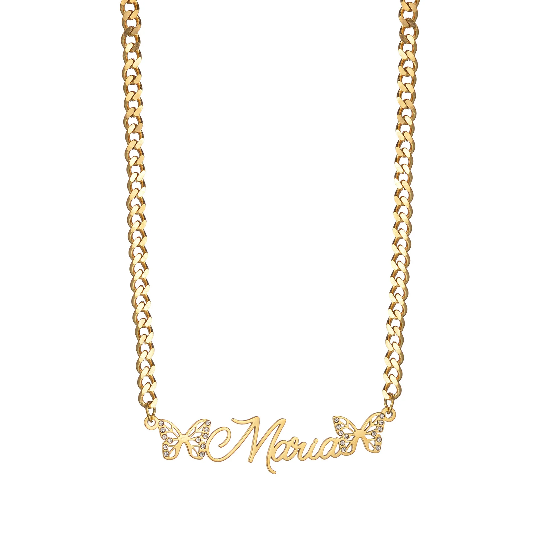 Popular Customized Necklace Fashion Exquisite Butterfly Water Diamond Customizable Name Necklace 18K Stainless Steel Material
Popular Customized Necklace Fashion Exquisite Butterfly Water Diamond Customizable Name Necklace 18K Stainless Steel Material