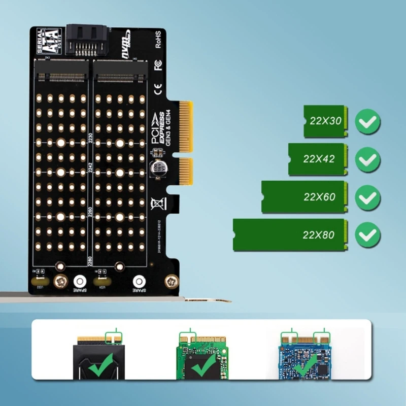 PCIE к M.2 NVME SSD адаптер M2 NVME к Sata SSD PCI-E Расширенная карта Поддержка B-Key/M-Key & M-Key + B-Key
PCIE к M.2 NVME SSD адаптер M2 NVME к Sata SSD PCI-E Расширенная карта Поддержка B-Key/M-Key & M-Key + B-Key
