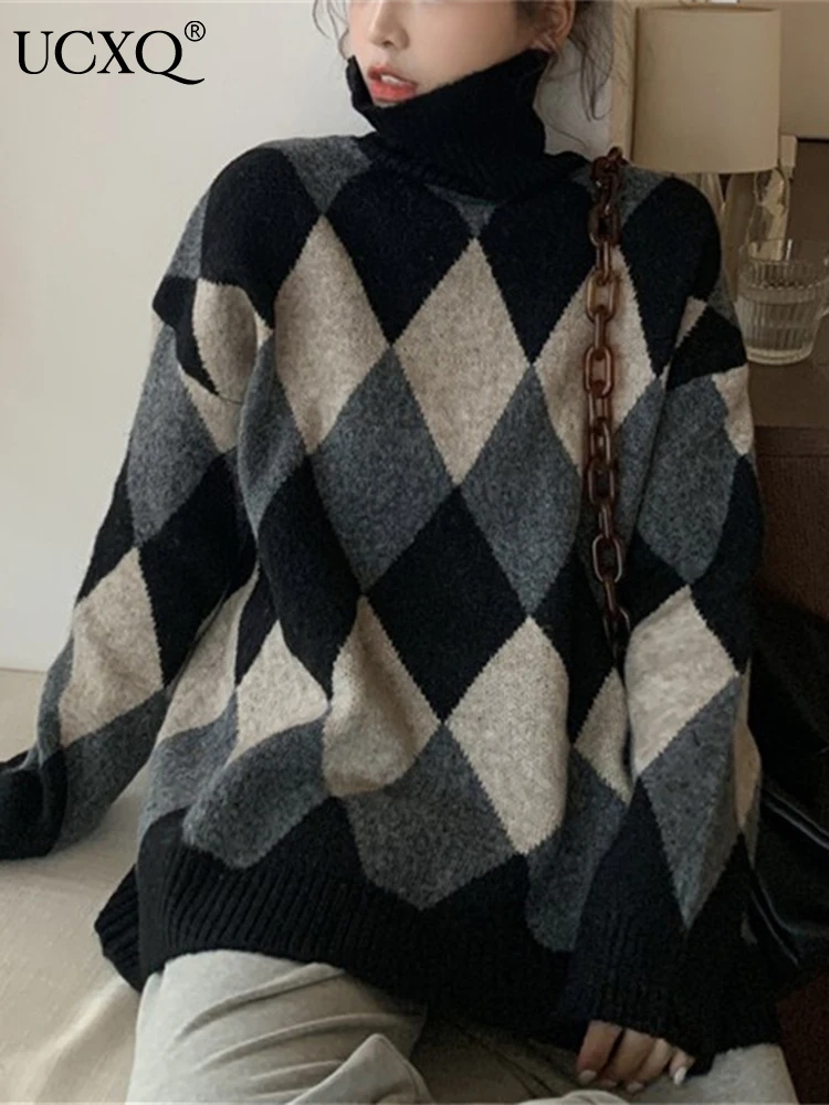 

Женский свитер-водолазка с длинным рукавом, свободного покроя