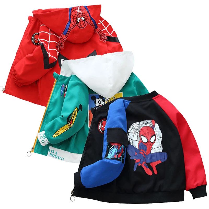 

Женская Весенняя Детская куртка с мультяшным Микки, уличная одежда для мальчиков и девочек, куртка для мальчиков, одежда человека-паука, Дет...