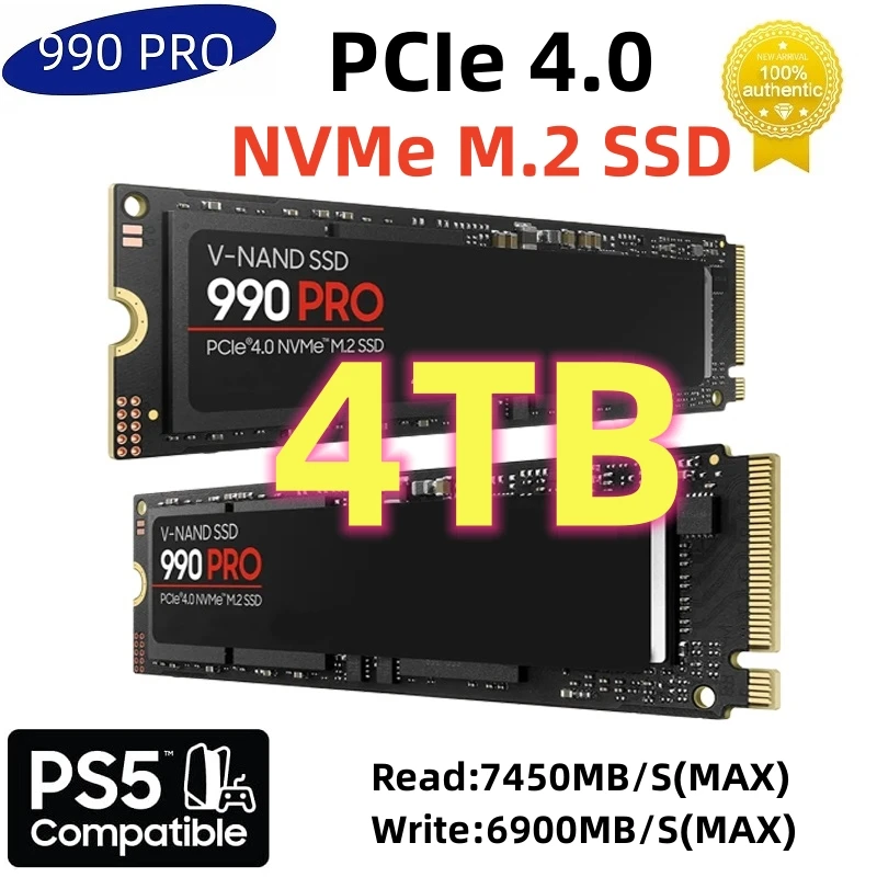 

4 ТБ 990 PRO M.2 2280 PCIe Gen 4,0X4 NVMe 1 ТБ 2 ТБ 7450 Мб/с SSD Внутренний твердотельный жесткий диск для ноутбука, настольного ПК MLC PS5