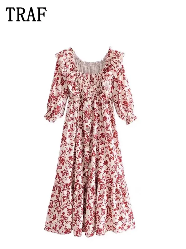 TRAF Zar 2022 Printed Long Dress Women Ruched Ruffle Midi Dress Woman Long Sleeve Female Dress Summer Casual Dresses
TRAF Zar 2022 Printed Long Dress Women Ruched Ruffle Midi Dress Woman Long Sleeve Female Dress Summer Casual Dresses