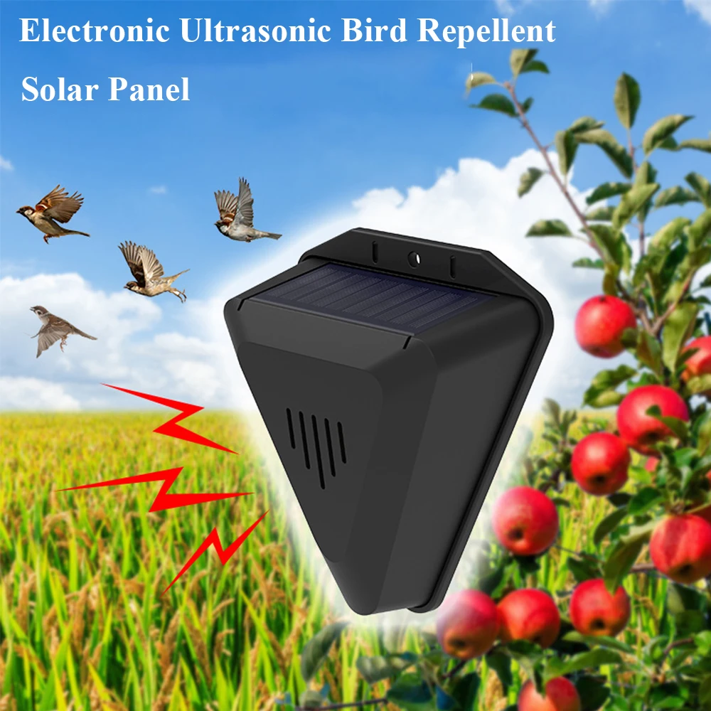 

Waterproof Animal Repeller With Motion Sensor Sound Scares Repels Pigeon Bird Ultrasonic Animal Repellent Outdoor Solar Powered