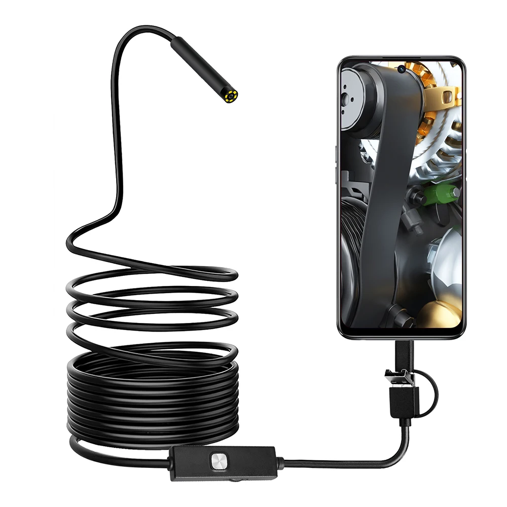 

7mm lens Android Endoscope Camera Adjustable 6 LEDs IP67 Waterproof 1m 2m 5m Micro Inspection Video Camera Snake Borescope Tube