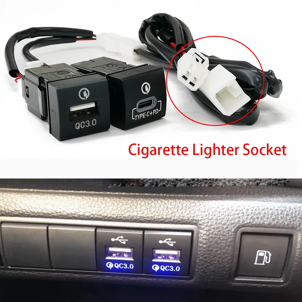 Автомобильное зарядное устройство для телефона с двумя портами USB Type-c и разъемом для быстрой зарядки для Toyota PRADO 2018-2022 
Автомобильное зарядное устройство для телефона с двумя портами USB Type-c и разъемом для быстрой зарядки для Toyota PRADO 2018-2022