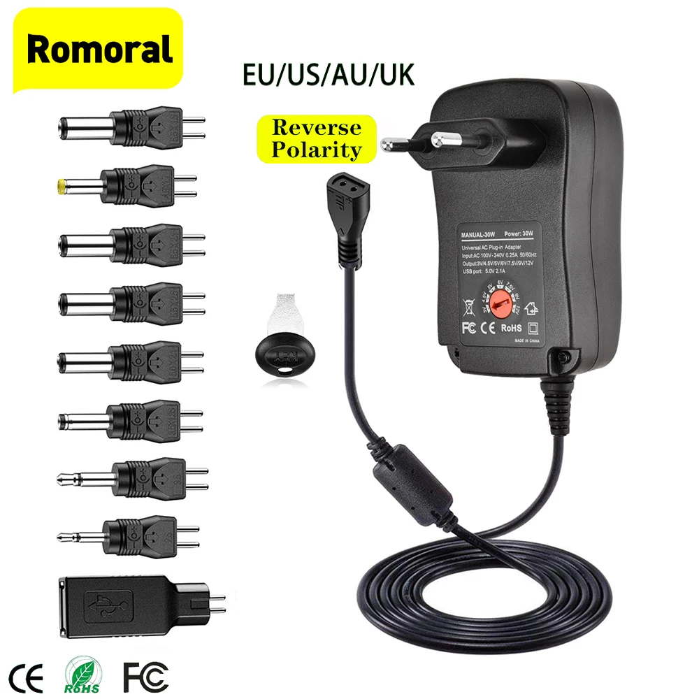 9PCS 30W Universal Power Adapter Dual Polarity 100V-240V AC to DC Power Supply for Router Set-top Boxes Speaker
9PCS 30W Universal Power Adapter Dual Polarity 100V-240V AC to DC Power Supply for Router Set-top Boxes Speaker