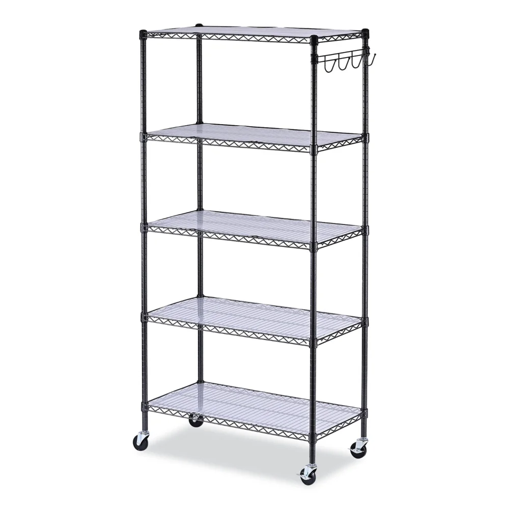 Alera 5-Shelf Wire Shelving Kit with Casters and Shelf Liners, 36w x 18d x 72h, Black Anthracite
Alera 5-Shelf Wire Shelving Kit with Casters and Shelf Liners, 36w x 18d x 72h, Black Anthracite
