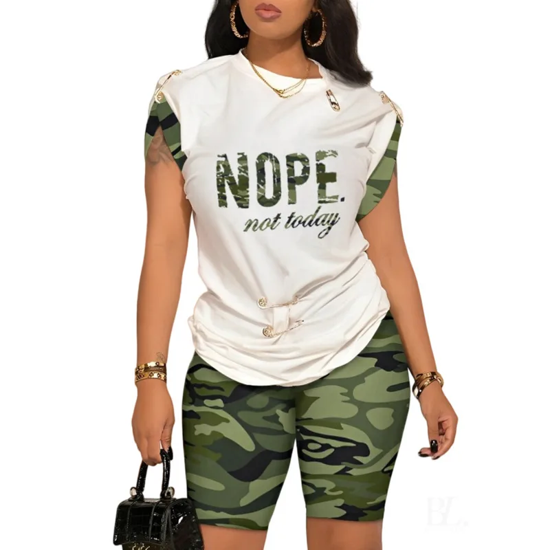 2023 Summer Short Sets Women Printing O Neck Pin Short Sleeve Camouflage Pant Sets Female Fashion Casual Slim Suit Tracksuit Top
2023 Summer Short Sets Women Printing O Neck Pin Short Sleeve Camouflage Pant Sets Female Fashion Casual Slim Suit Tracksuit Top