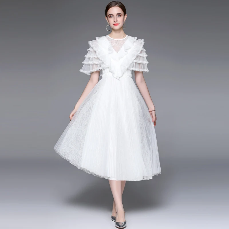 SuperAen 2022 Summer O Neck Solid Mesh Butterfly Sleeve Waist Pleated A Line Casual Dresses for Women
SuperAen 2022 Summer O Neck Solid Mesh Butterfly Sleeve Waist Pleated A Line Casual Dresses for Women