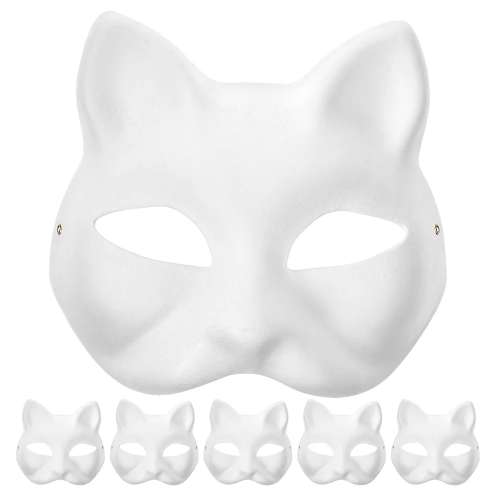 

Маски для кошек, белые бумажные маски для животных, фотообои, неокрашенные животные, половина лица, Diy краска, маскарад, фотообои