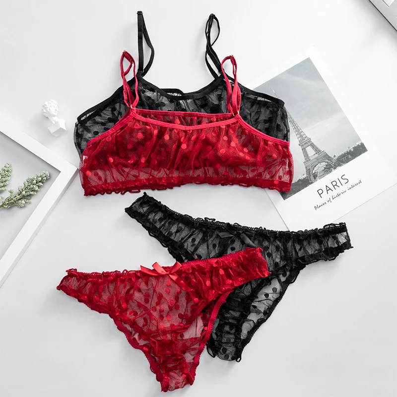 Womens Sexy Lingerie Hart Vorm Print Lace Polka Dots Bra Sets Sexy Exotic Apparel Underwear Set Babydoll Transparent Panties
Womens Sexy Lingerie Hart Vorm Print Lace Polka Dots Bra Sets Sexy Exotic Apparel Underwear Set Babydoll Transparent Panties