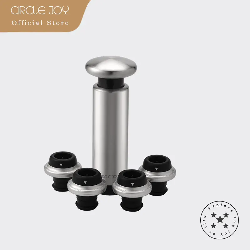 Circle Joy Vacuum Pumping Wine Stopper Stainless Steel Wine Saver with 4 Vacuum Bottle Stoppers Wine Fresh Keeping
Circle Joy Vacuum Pumping Wine Stopper Stainless Steel Wine Saver with 4 Vacuum Bottle Stoppers Wine Fresh Keeping