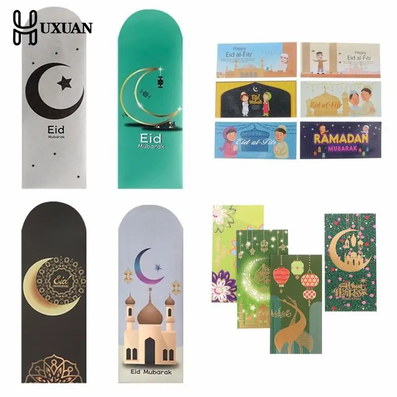 

6Pcs/Set 2023 EID Mubarak Envelopes Paper Bag Money Cash Packet Islamic Muslim Party Kareem Ramadan Decoration Eid Al-fitr Gift