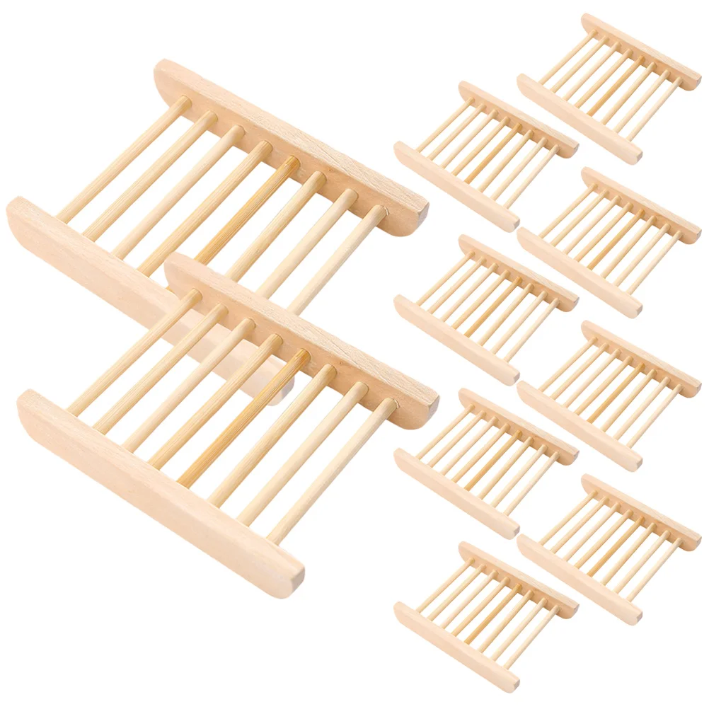 

10pcs Soap Wooden Tray Countertop Soap Storage Tray Washbasin Soap Draining Tray