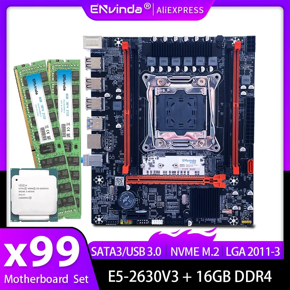 ENVINDA X99 motherboard DDR4 LGA2011-3 Set Kit Wiht Xeon E5 2630V3 CPU 16GB=2*8GB PC4 RAM Memory REG ECC 2666MHz M-ATX NVME M.2
ENVINDA X99 motherboard DDR4 LGA2011-3 Set Kit Wiht Xeon E5 2630V3 CPU 16GB=2*8GB PC4 RAM Memory REG ECC 2666MHz M-ATX NVME M.2