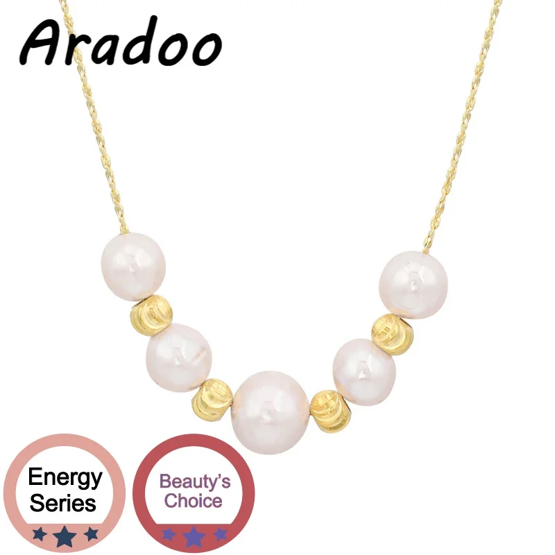

Роскошное ожерелье ARADOO из пресноводного жемчуга, серебро пробы, Круглый бисер, ожерелье до ключиц в стиле барокко, подвеска из 18-каратного з...
