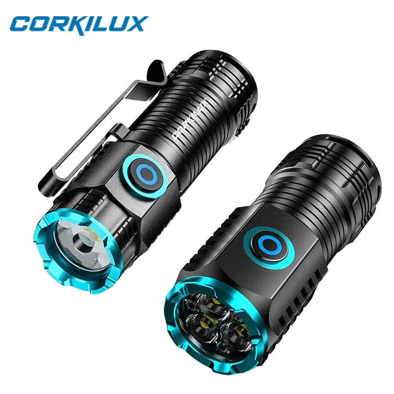 

CORKILUX Type-C USB Rechargeable High Power Led Small EDC Flashlights Household Cool Gadgets Self Defense Camping Lamp Torch