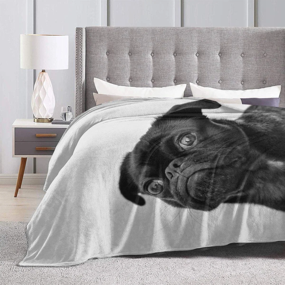 Blanket Throw Lightweight Super Soft Micro Fleece Fit Couch Bed Living Room Sofa Chair Cute Black Pug Dog Home Decorations
Blanket Throw Lightweight Super Soft Micro Fleece Fit Couch Bed Living Room Sofa Chair Cute Black Pug Dog Home Decorations