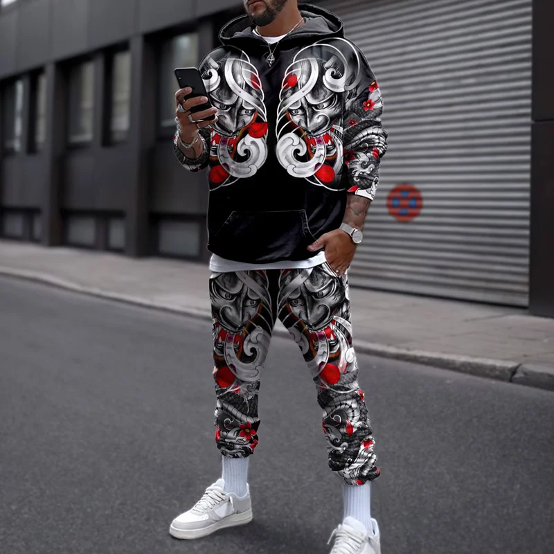 

Samurai Tattoo Clothing 3D Printed Men's Sportswear Suit Hoodie and Pants Combination Fall Unisex Casual Sportswear - 011