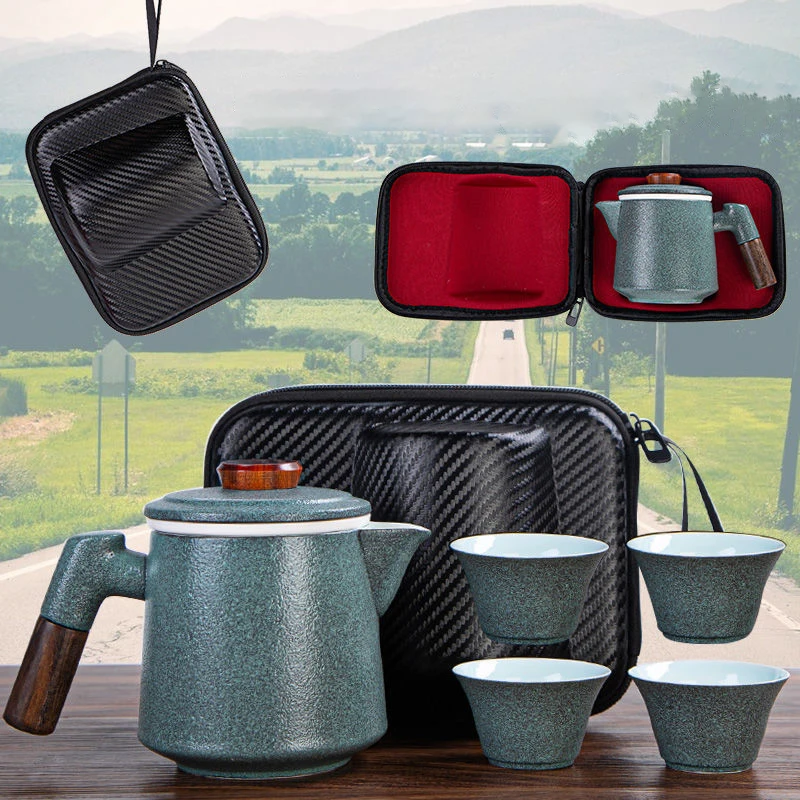 Portable Travel Kungfu Tea Set Anti-scalding Handle Coarse Pottery Teapot 4 Tea Cup Set with Portable Travel Bag
Portable Travel Kungfu Tea Set Anti-scalding Handle Coarse Pottery Teapot 4 Tea Cup Set with Portable Travel Bag